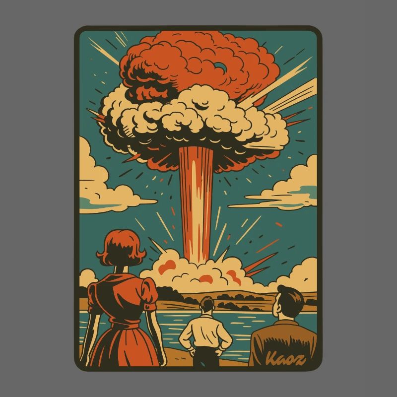 Retro atom explosion mushroom cloud