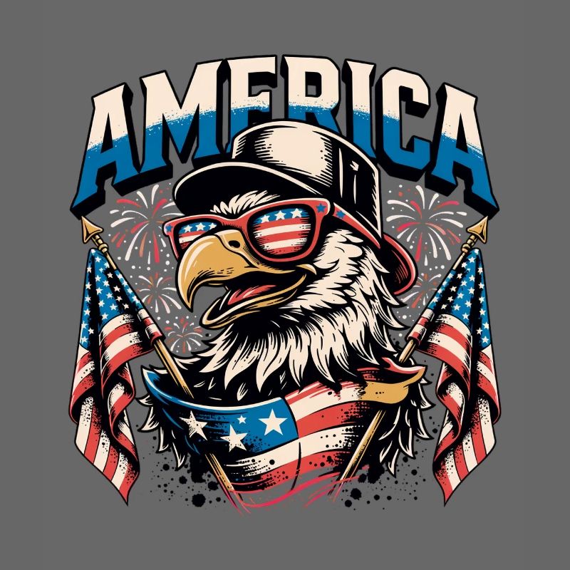 Patriotic Eagle with Flags