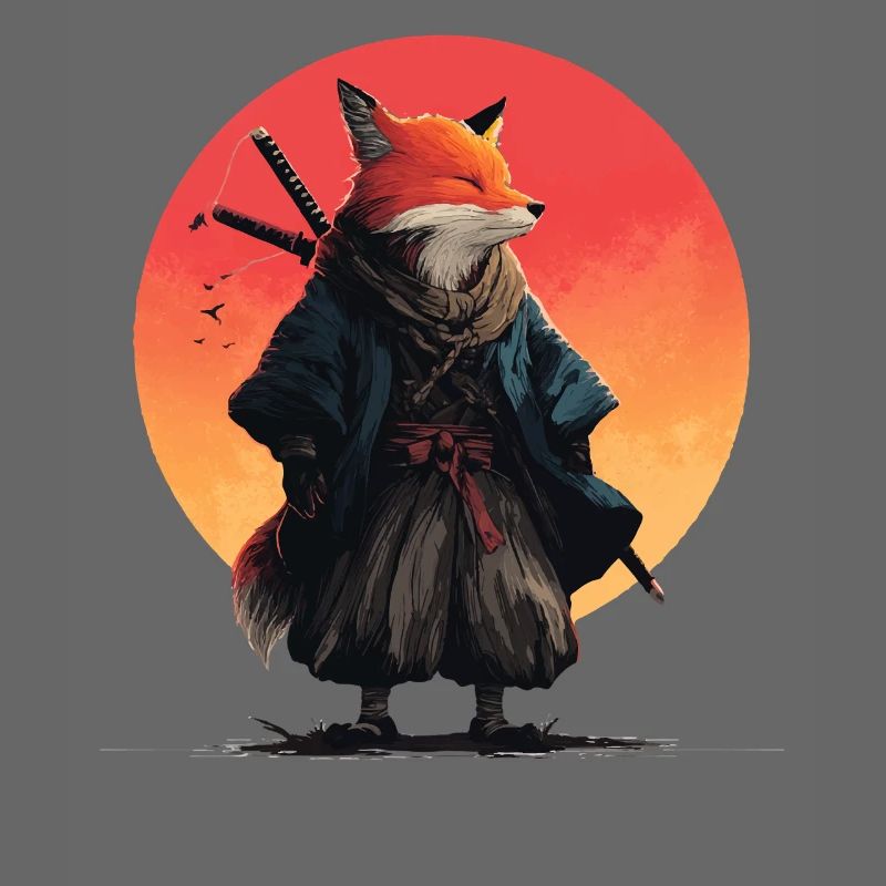 Fuchs-Samurai bei Sonnenuntergang