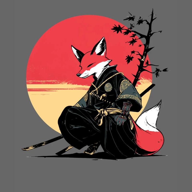 Fuchs-Samurai bei Sonnenuntergang