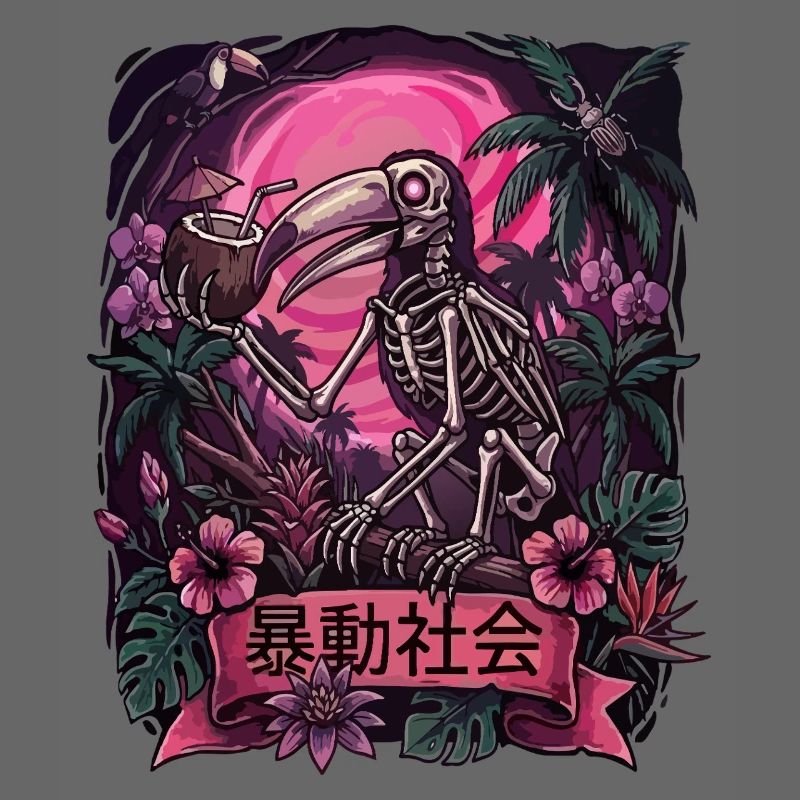 Neon Jungle Skeleton Parrot