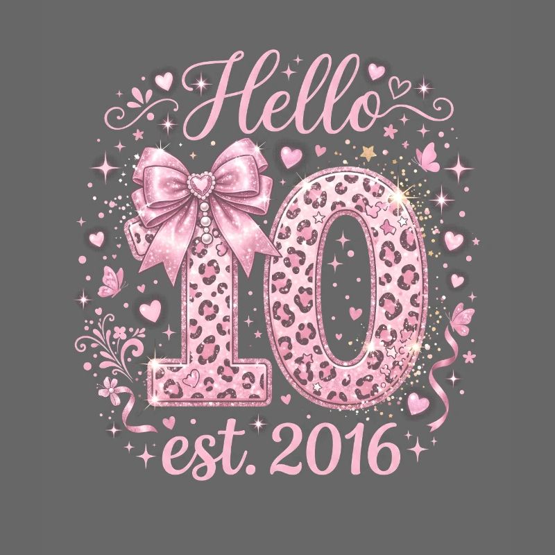 Hello 10th Birthday Leopard Pink