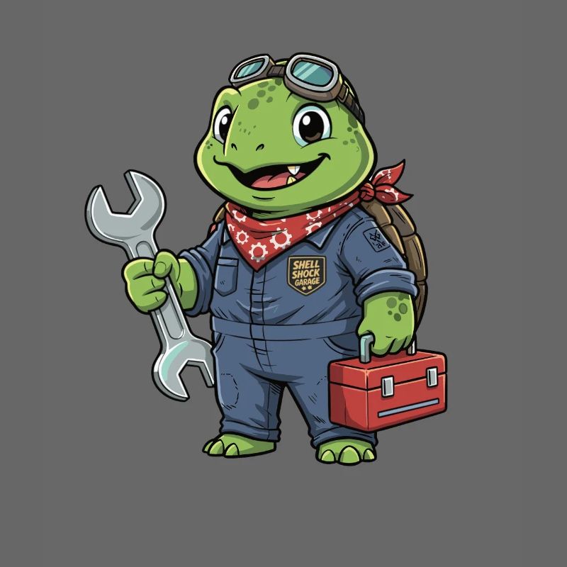 Screwdriver turtle in workshop look