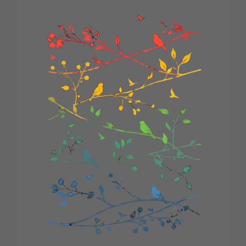 Rainbow branches and birds