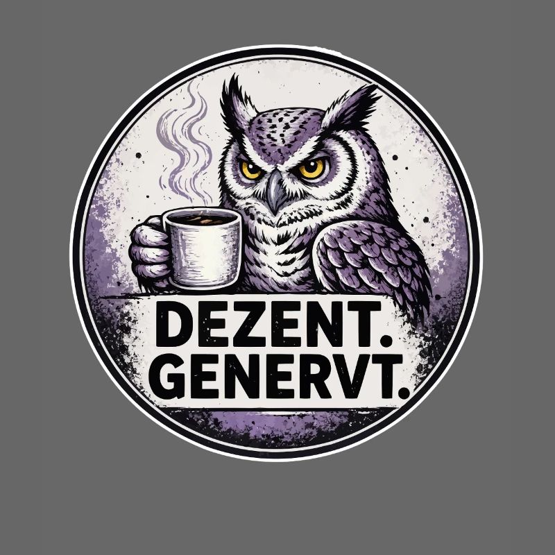 Dezent Genervt Eule mit Kaffee