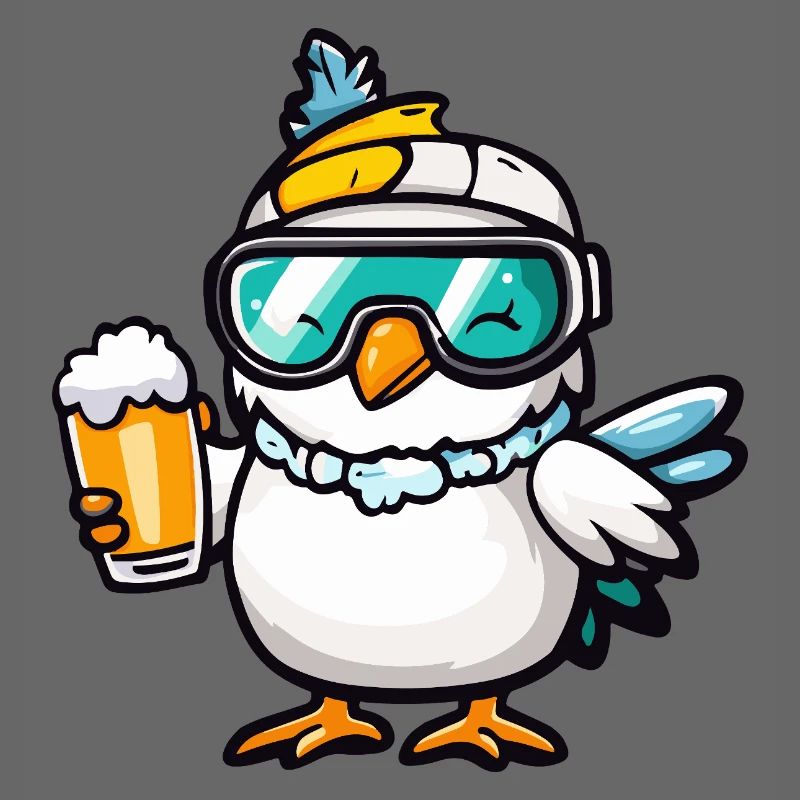 Taube Vogel Apres Ski Bier Comic