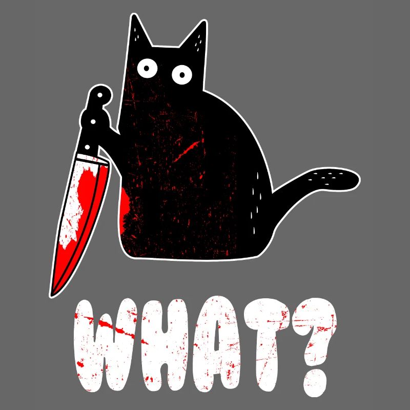 Quoi? - meurtre de chat avec un couteau - hallowe de chat d'horreur
