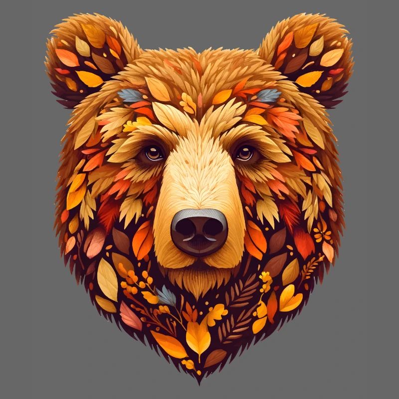 Brown bear, designed from different leaves