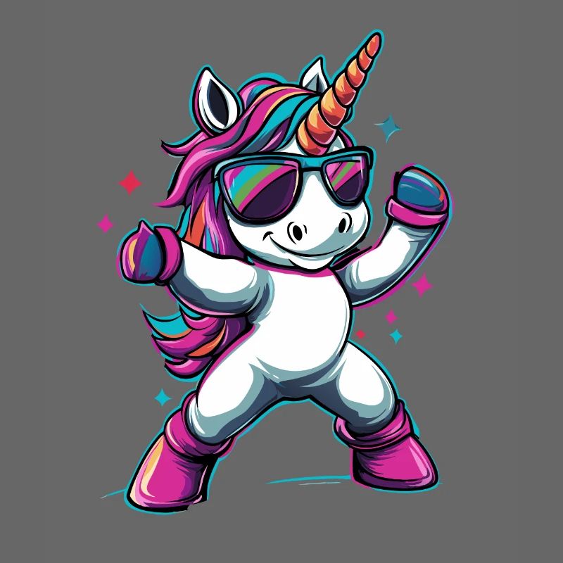 Cooles dabbendes Einhorn mit Sonnenbrille