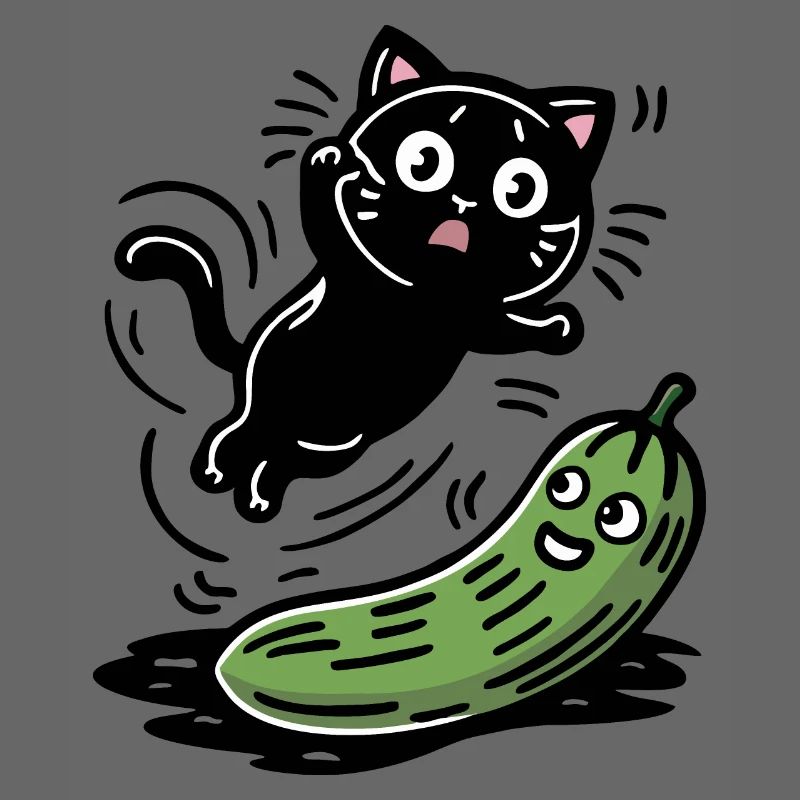 Verängstigte Katze und Gurke