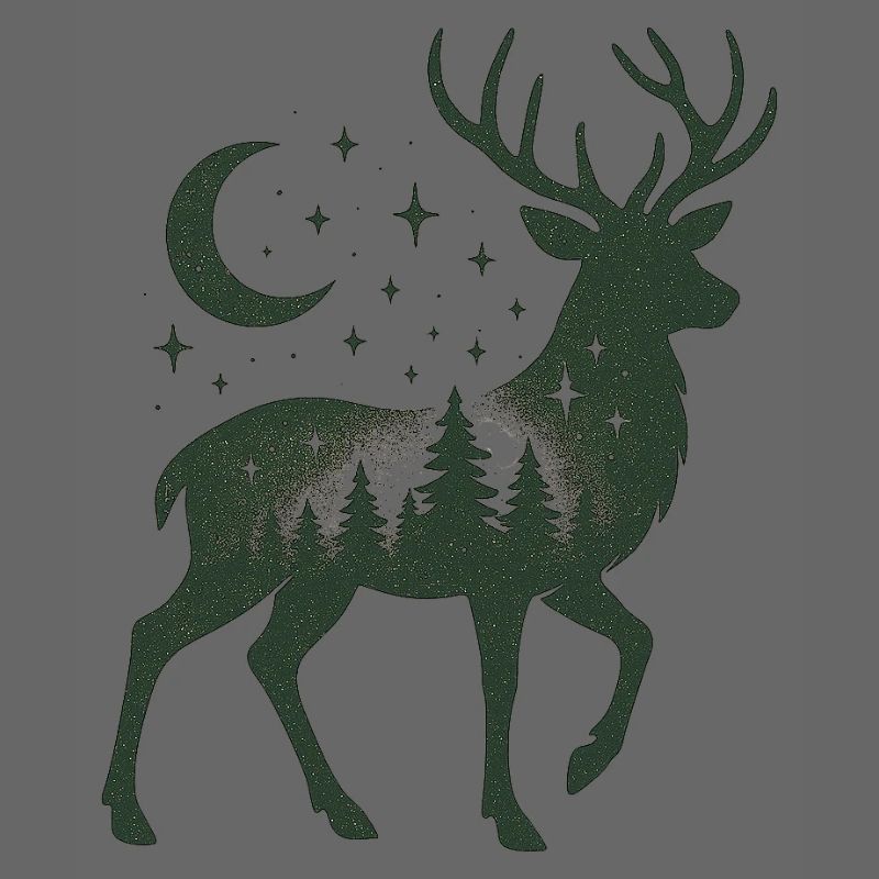 Silhouette de cerf de la forêt étoilée