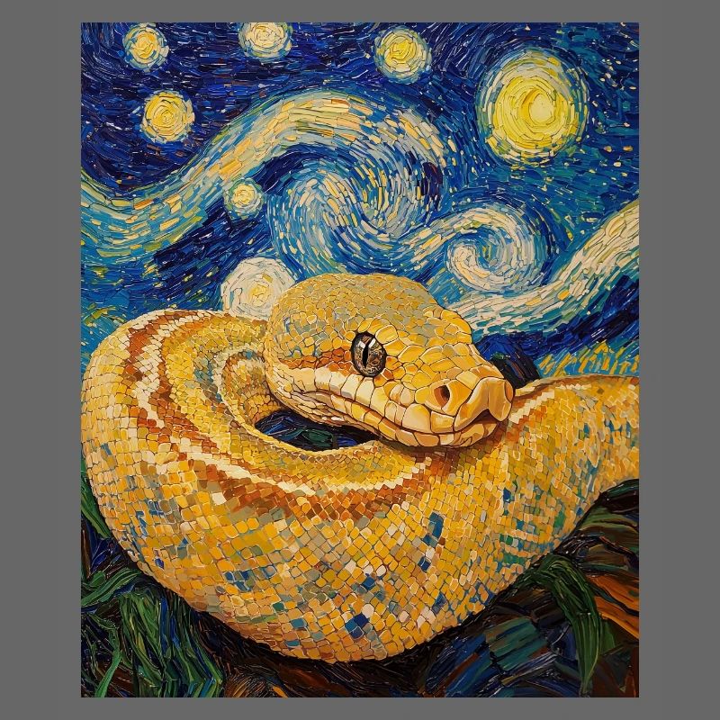 Serpent Python Style Van Gogh Nuit étoilée