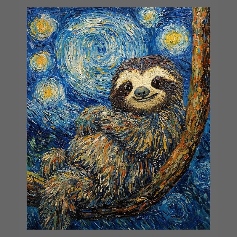Faultier Van Gogh Style Starry Night
