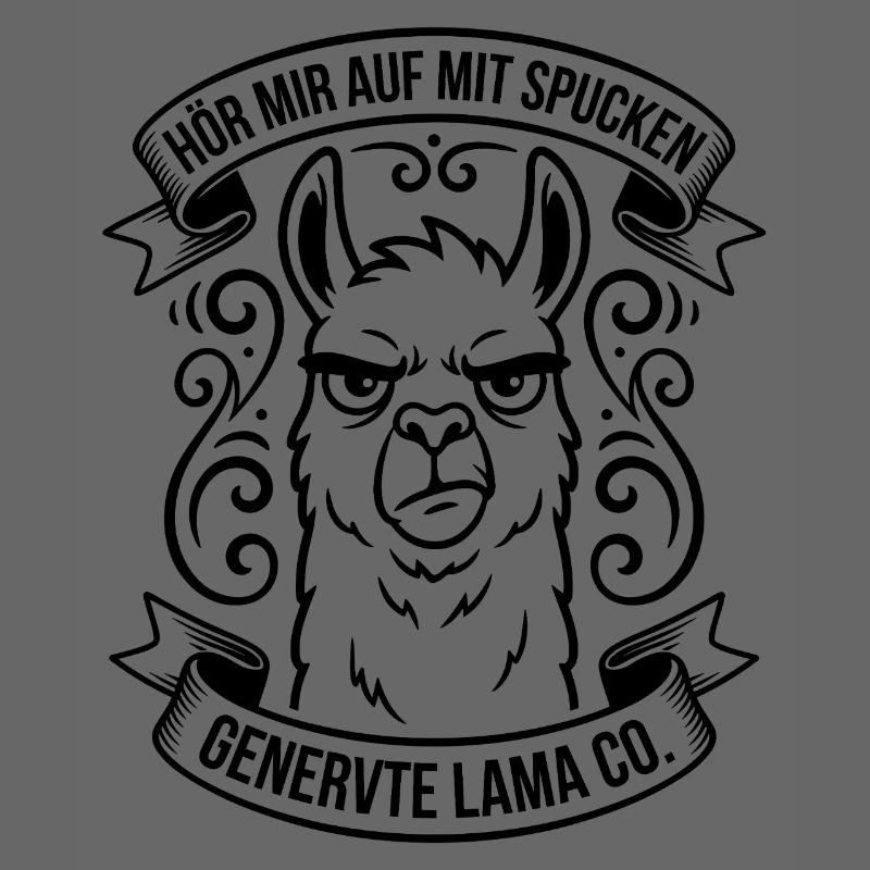 Genervtes Lama mit Spruch