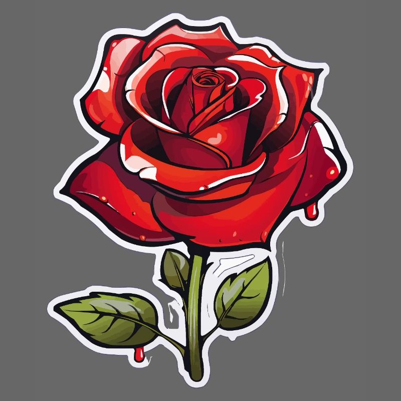 Rote Rose im Comics-Stil