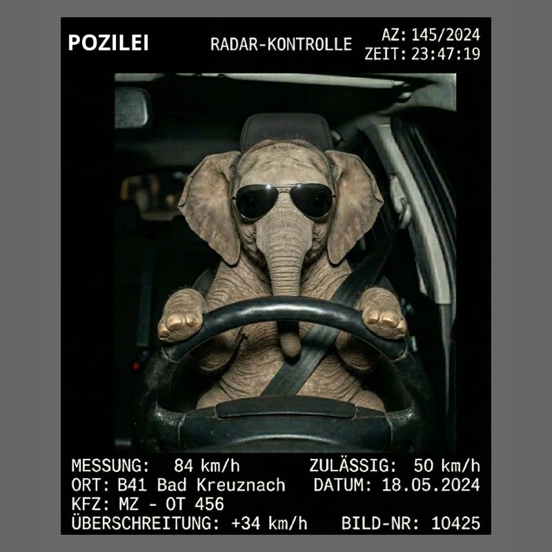 Elefant Geblitzt