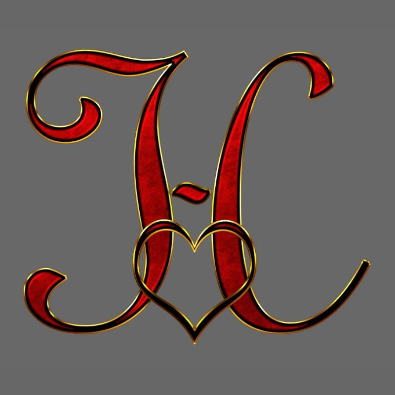 Monogramm H mit Herzrahmen