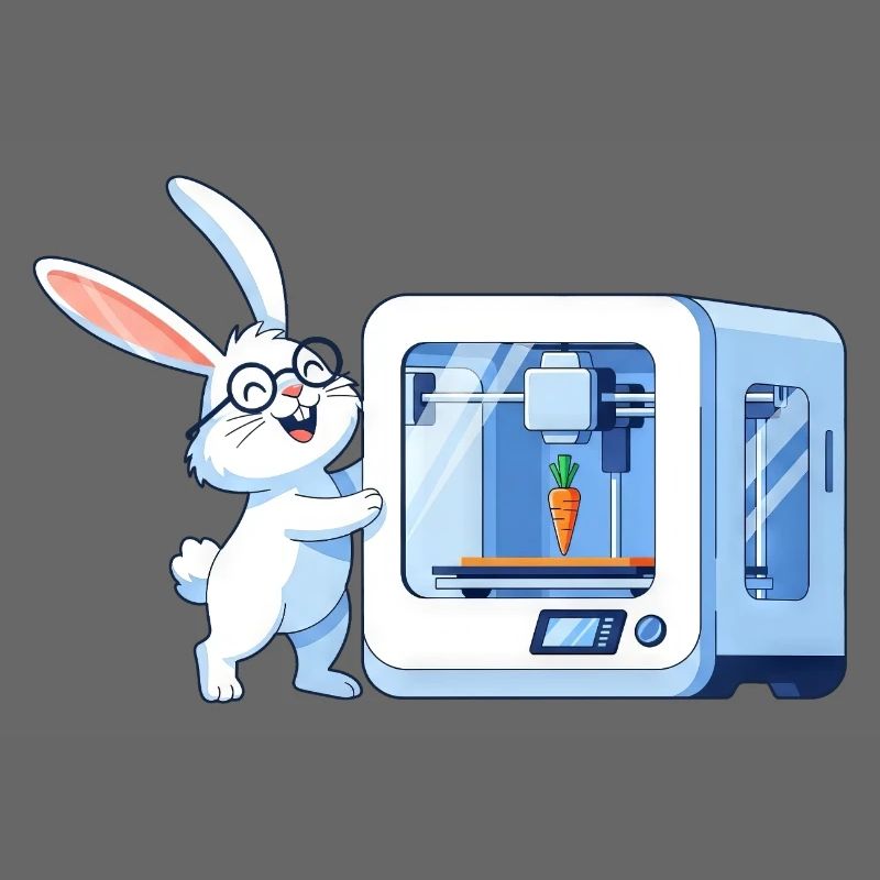 Funny Rabbit Nerd Programmer 3D Printer