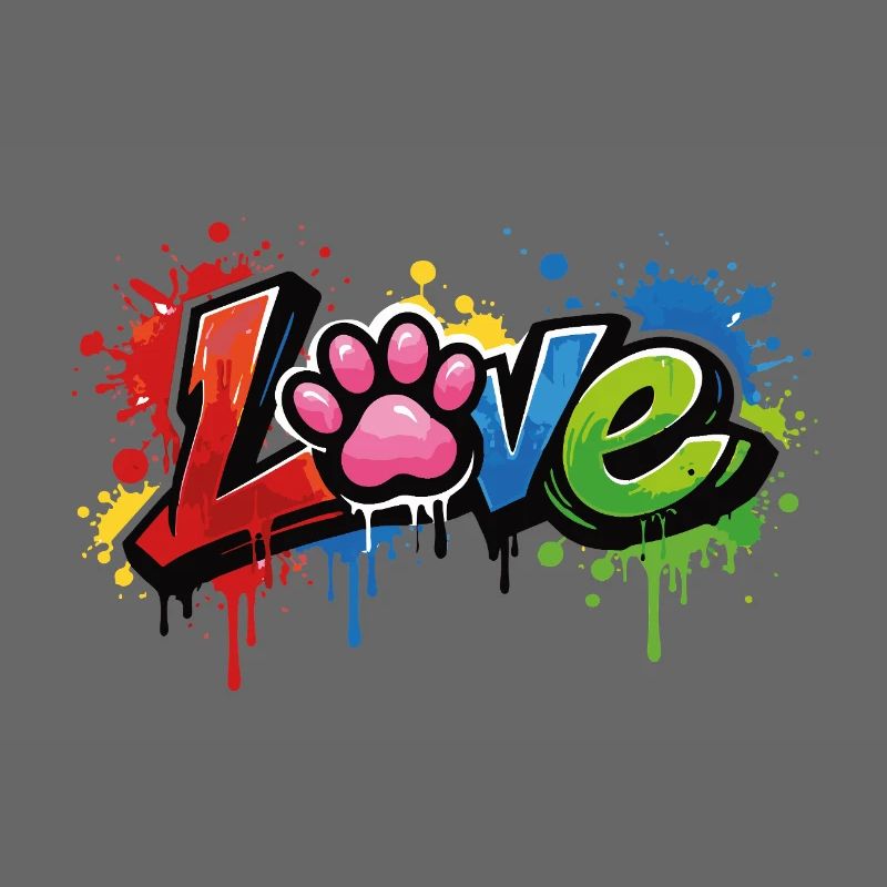Love – Style graffiti avec patte de chat