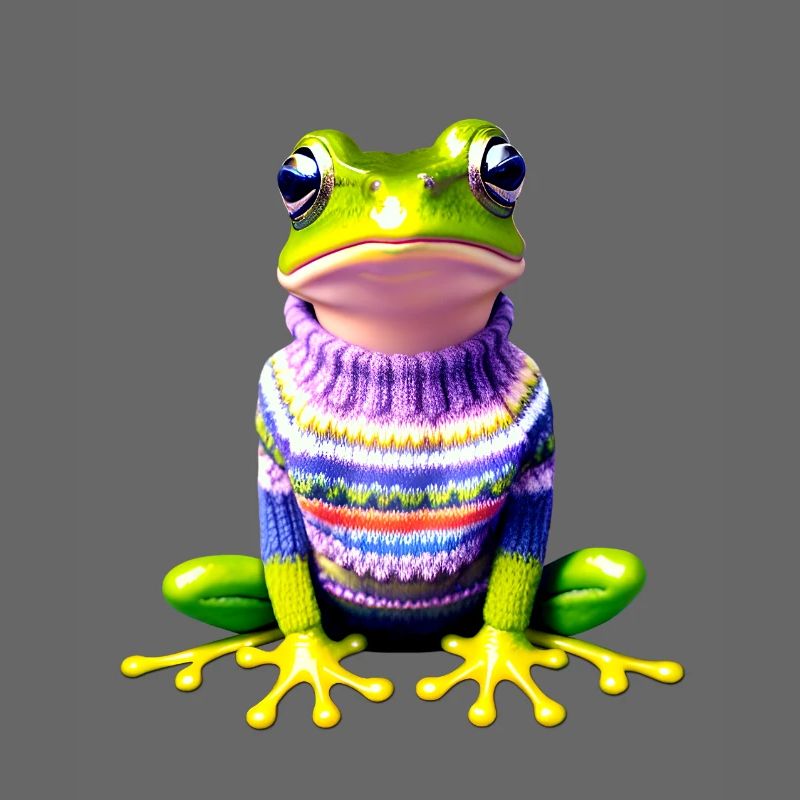 Kleiner Regenbogenfrosch mit Norweger-Pullover