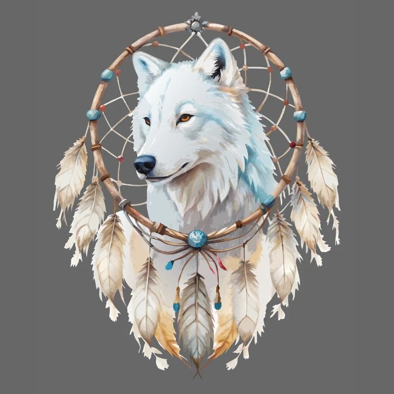Wolf in einem Traumfänger-Mystisches Wolfs Design