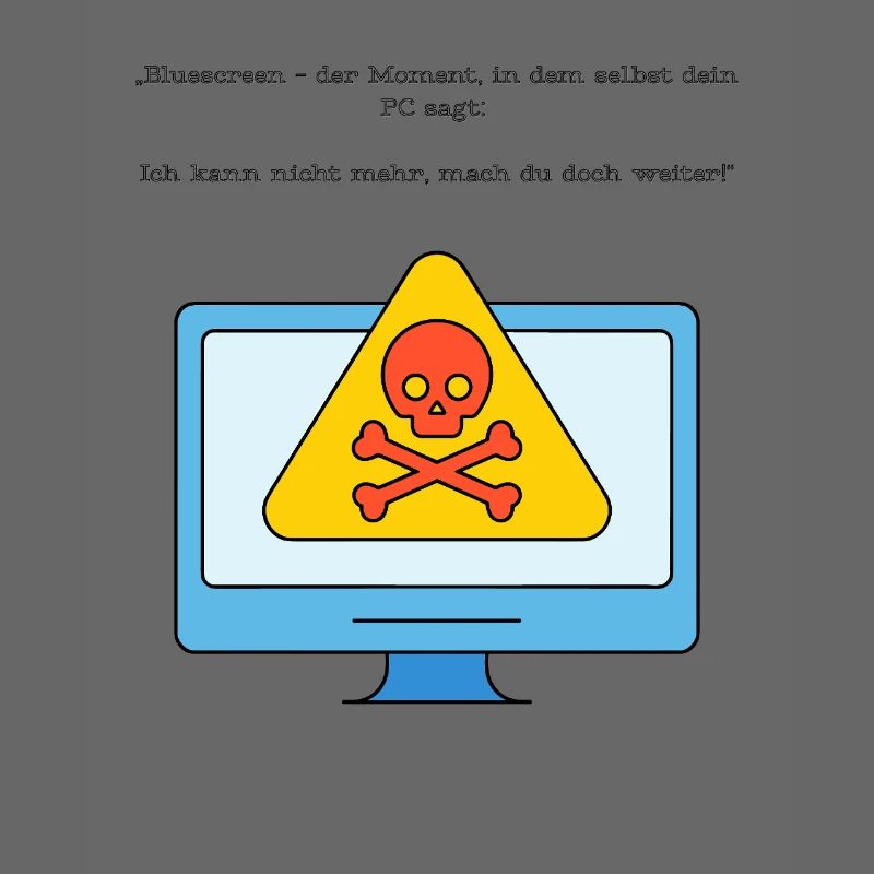 Blue Screen Humor Skull Warning