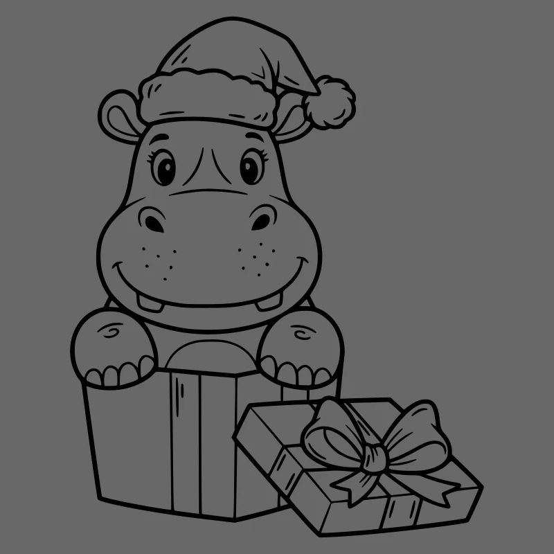 Weihnachts-Nilpferd mit Geschenken
