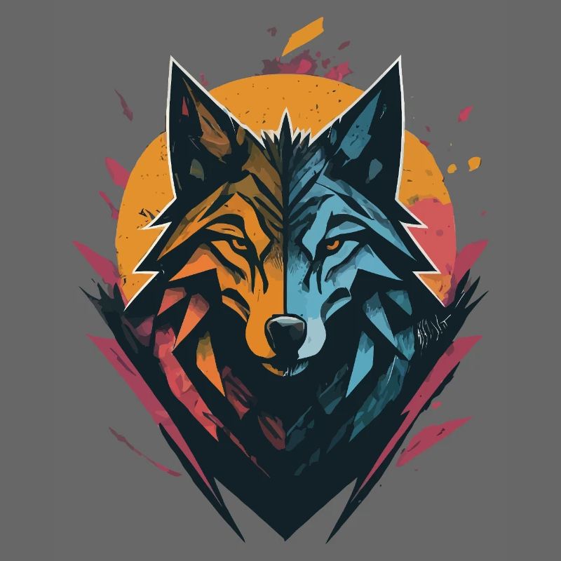 Loup double face soleil lune