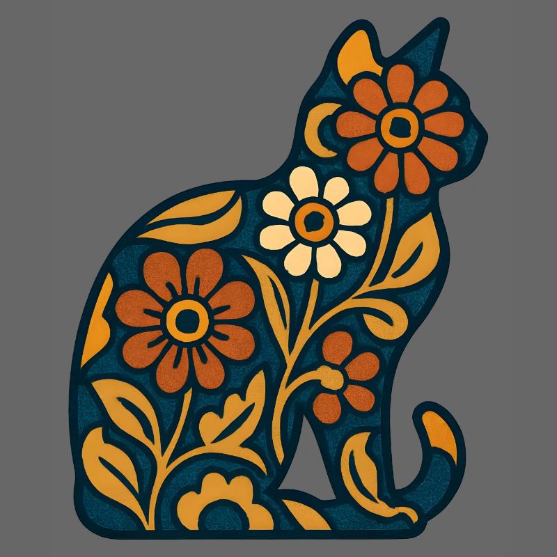 Silhouette de chat fleuri dans la chaleur