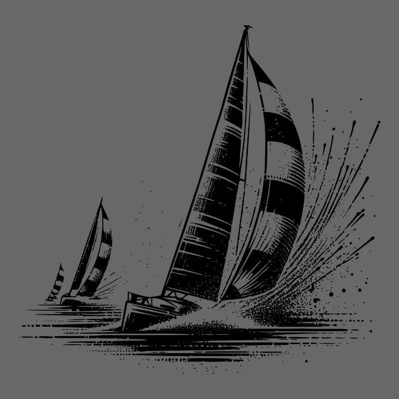 Voiliers de régate dans le vent et les vagues