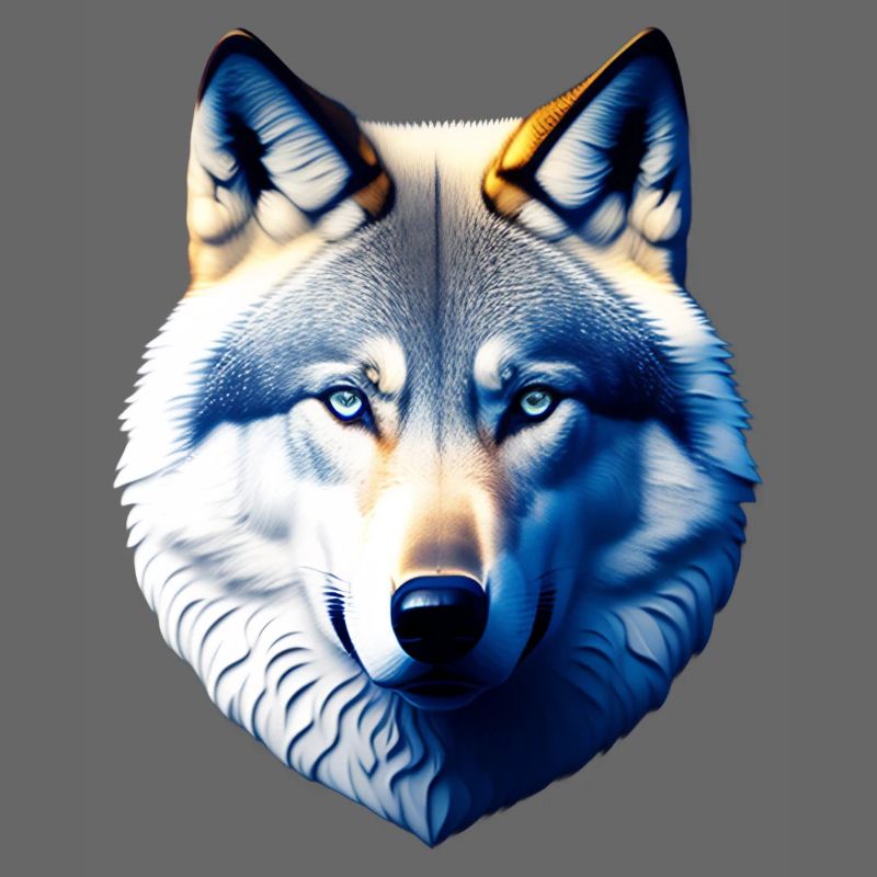 Wolf's head with blue eyes
