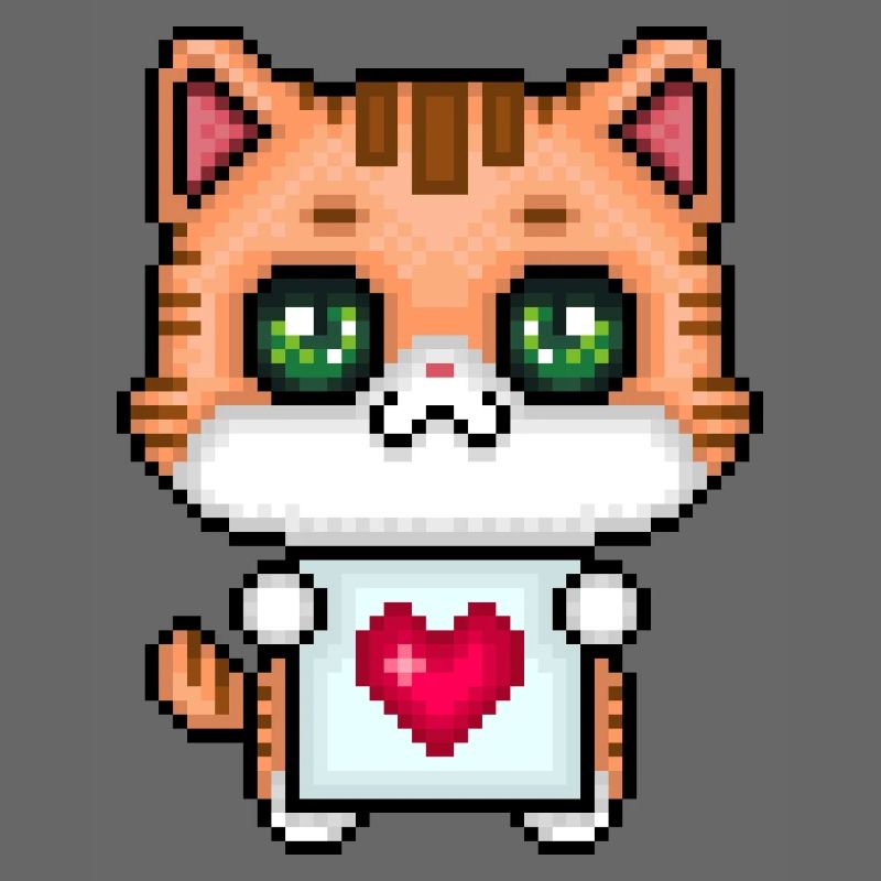 Chaton aimant les pixels