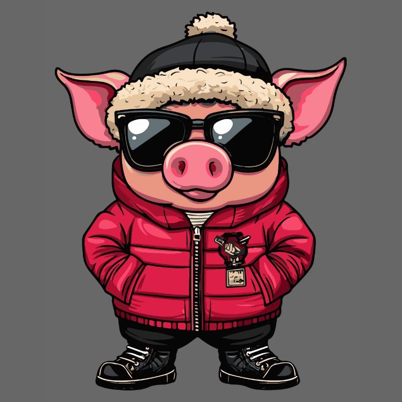 Schwein Winter Comic