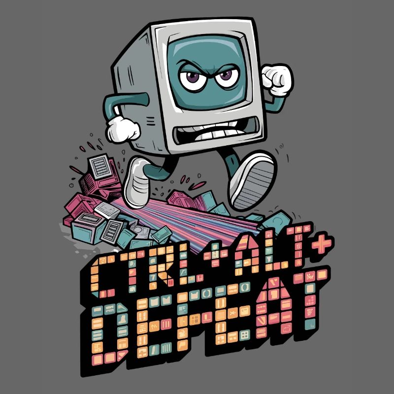 Ctrl Alt Defeat Retro Angry Computer Art