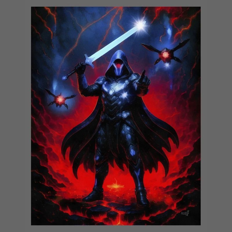 Dark Warrior in the Flame Storm
