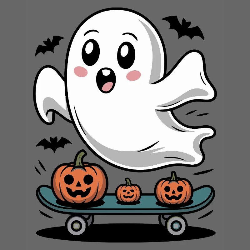 Ghost on Halloween skateboard