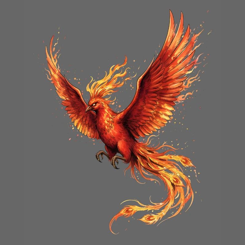 Oiseau de feu Phénix avec ailes de feu