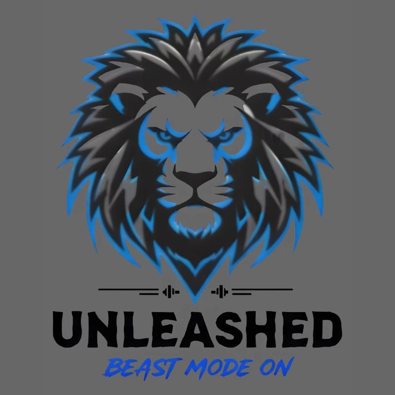 Blue Neon Lion Crest Unleashed