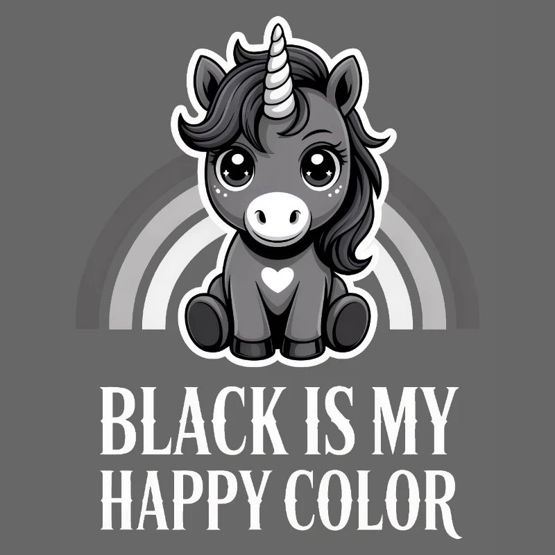 Licorne Noire Joyeuse Couleur