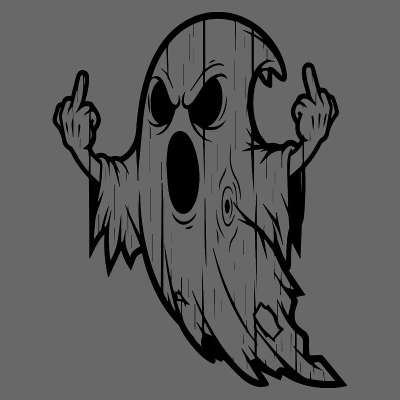 Geist mit Mittelfinger-Geste