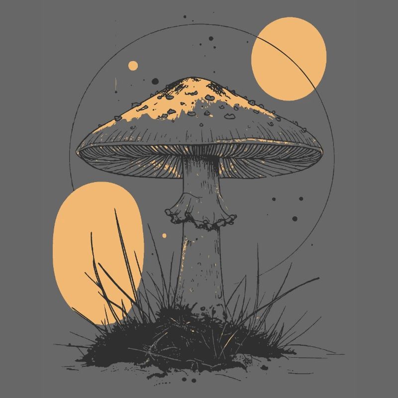 Silhouette de champignon de la forêt de clair de lune