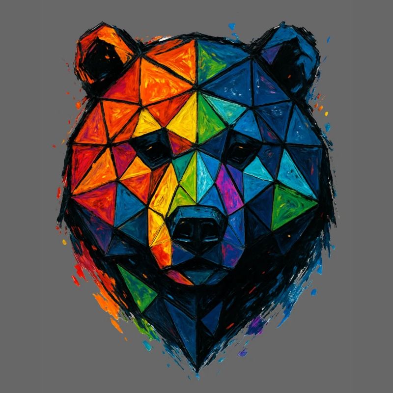 Bunte Pop-Art-Low-Poly-Bär