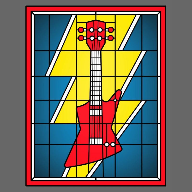 Guitare en vitrail avec éclair