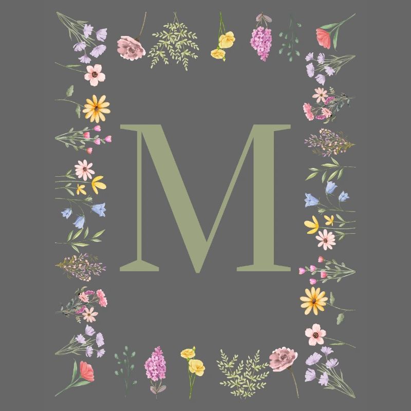 Initiale M Blumen Monogramm
