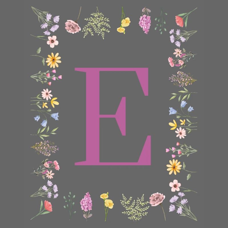 Monogramm E mit Frühlingsblüten
