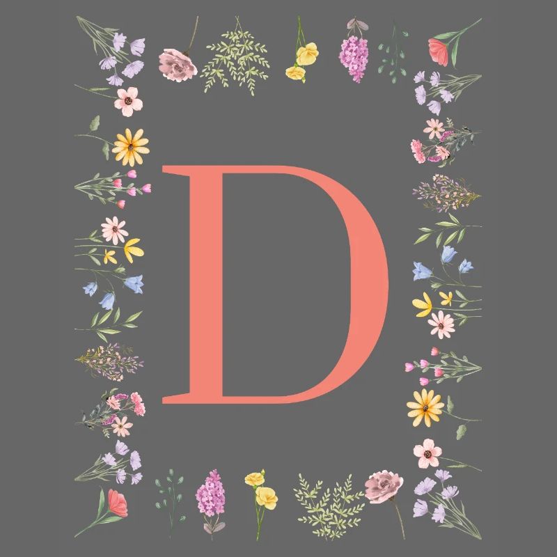 Florale Initialen "D", Buchstaben Monogramm 