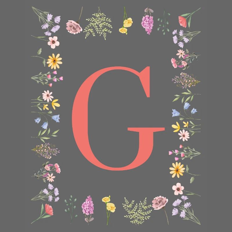 Florale Initialen "G", Buchstaben Monogramm