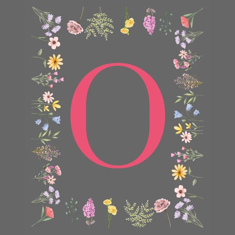 Florale Initialen "O", Buchstaben Monogramm 