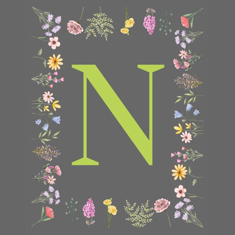 Initiales florales « N », Lettres monogrammes