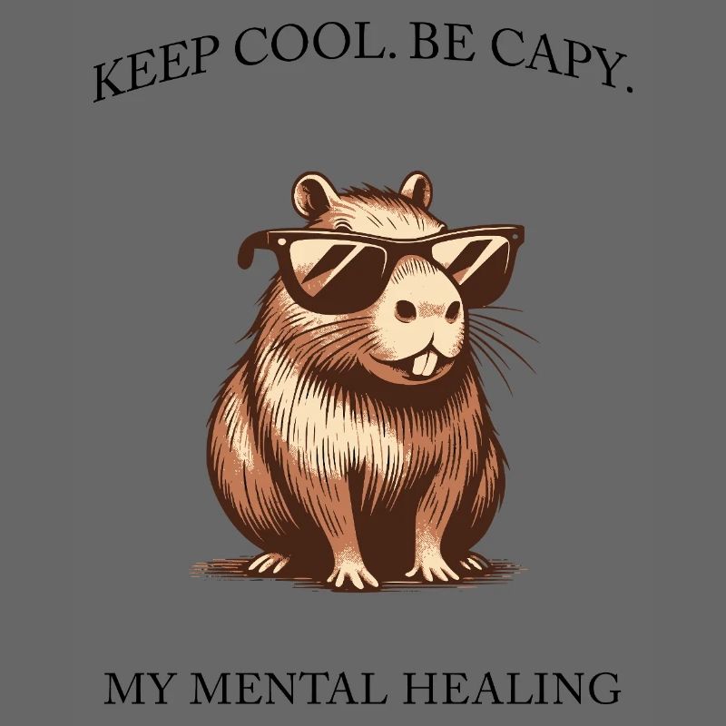 Capybara- Keep Cool, Be Capy - Minimalist Design